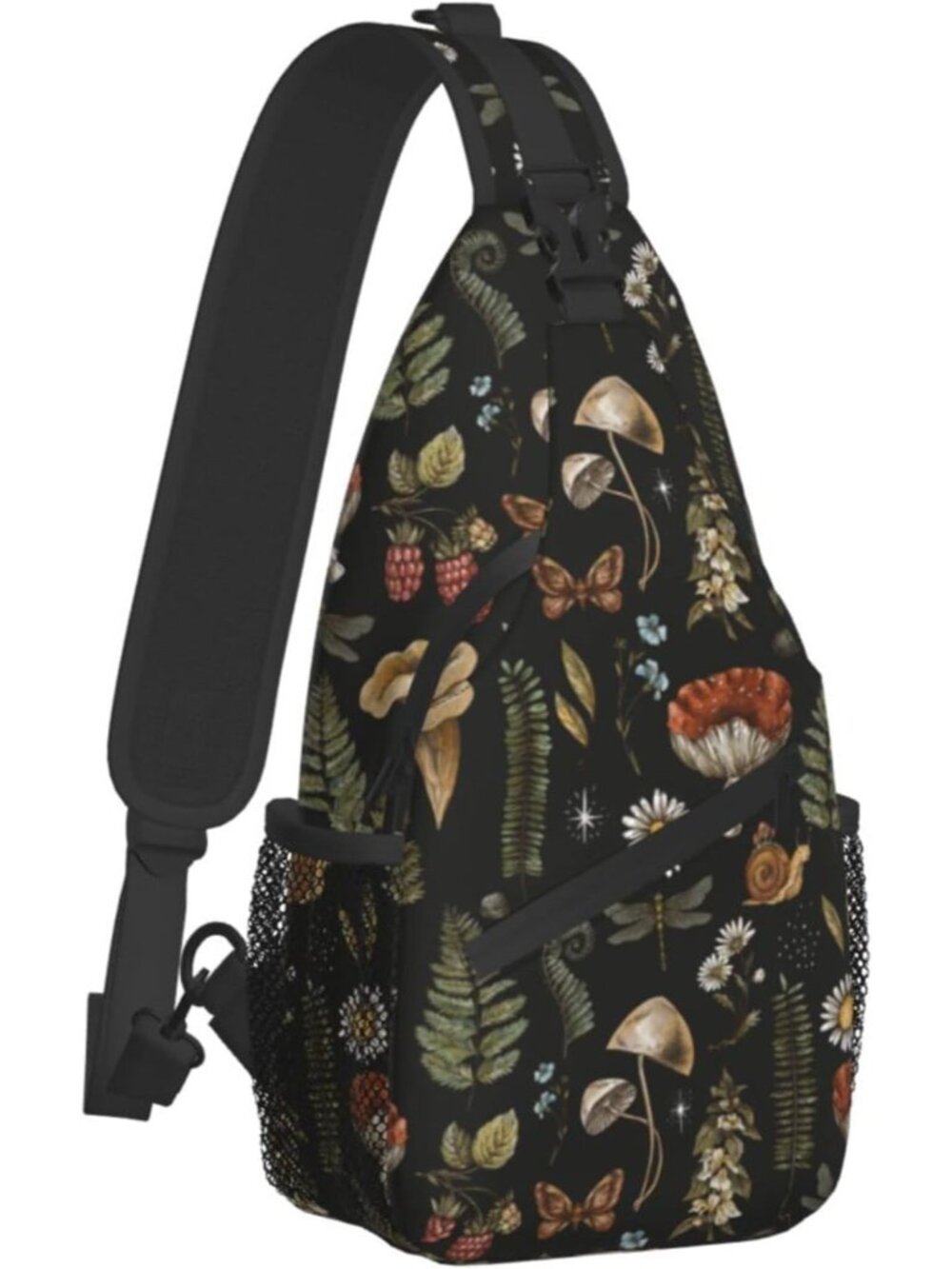 Sling Bag Vintage Mushroom Leaf Forest Hiking Daypack Crossbody Shoulder Backpac - Picture 3 of 8